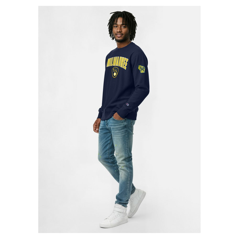 Milwaukee Brewers Champion Reverse Weave Chenille Sweatshirt Navy