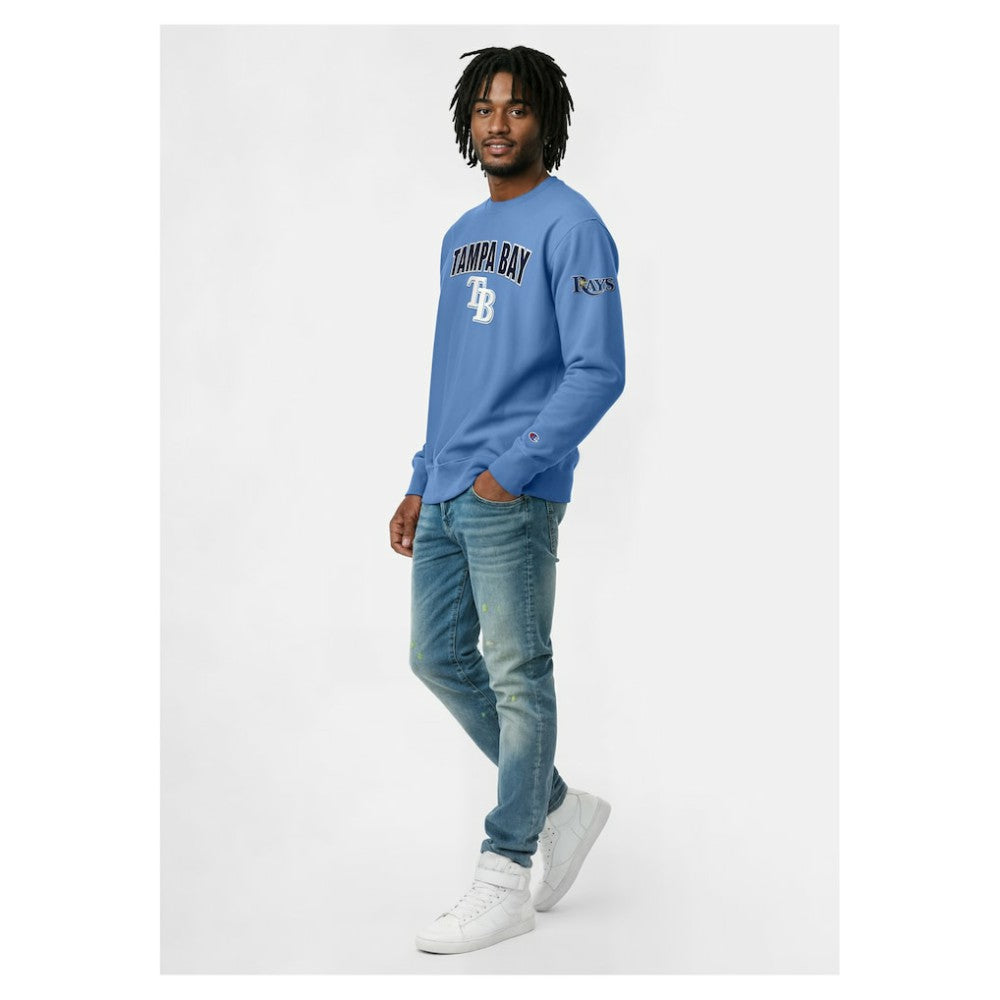Tampa Bay Rays Champion Reverse Weave Chenille Sweatshirt Light Blue