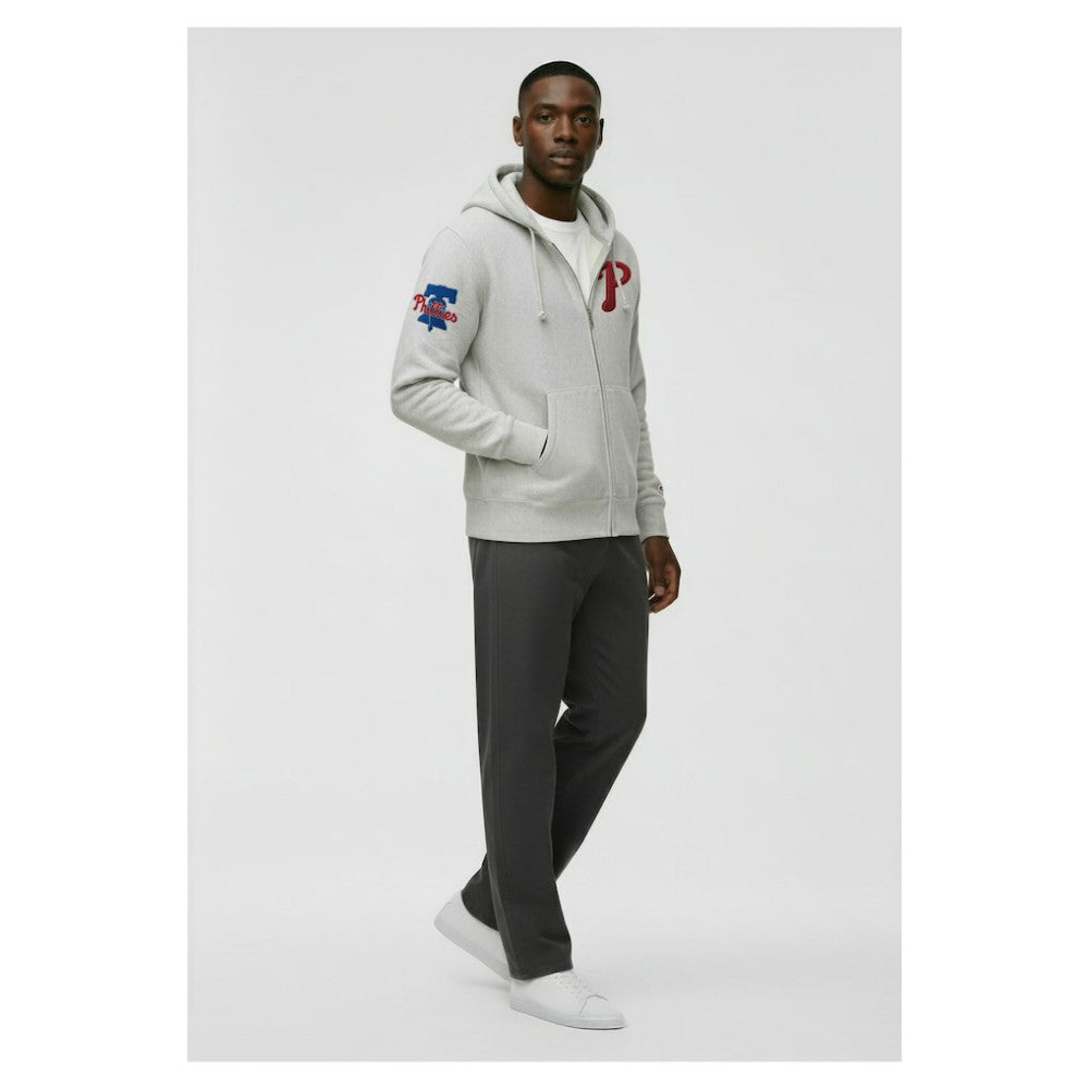 Philadelphia Phillies Champion Reverse Weave Chenille Full-Zip Hoodie Gray