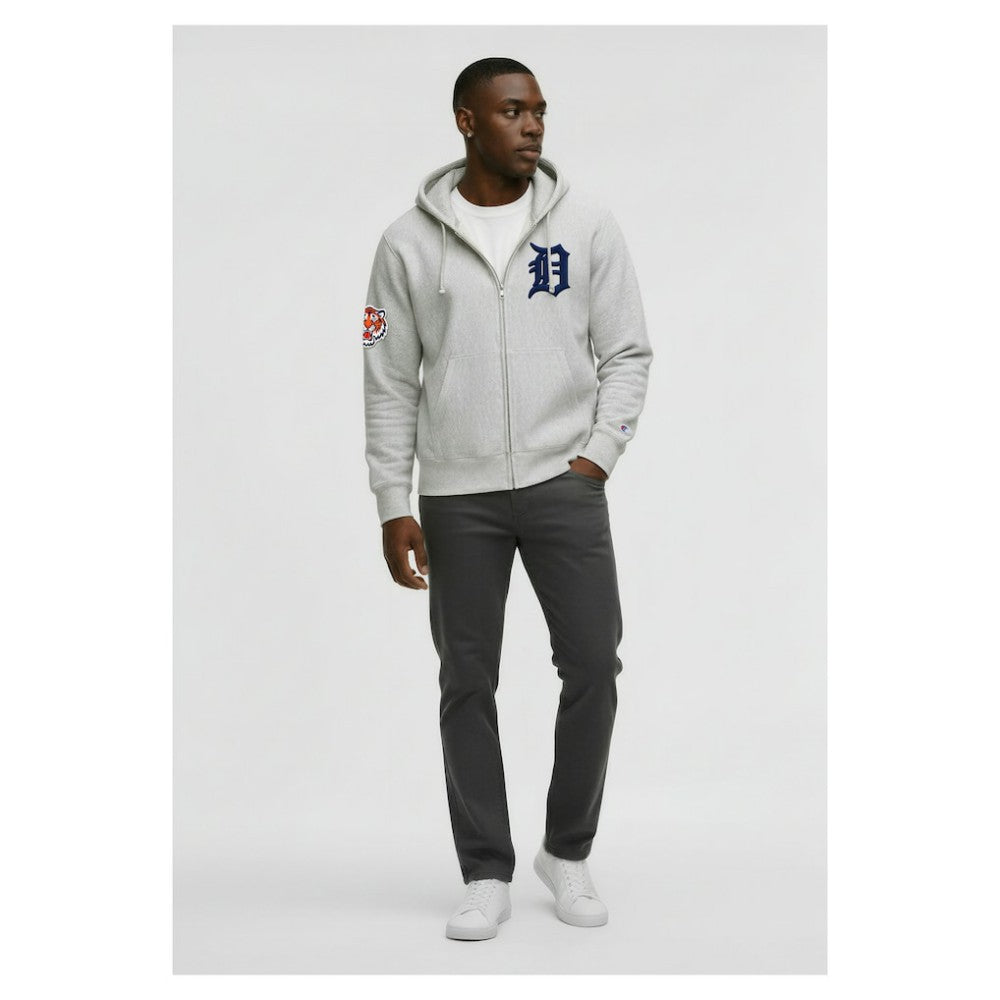 Detroit Tigers Champion Reverse Weave Chenille Full-Zip Hoodie Gray