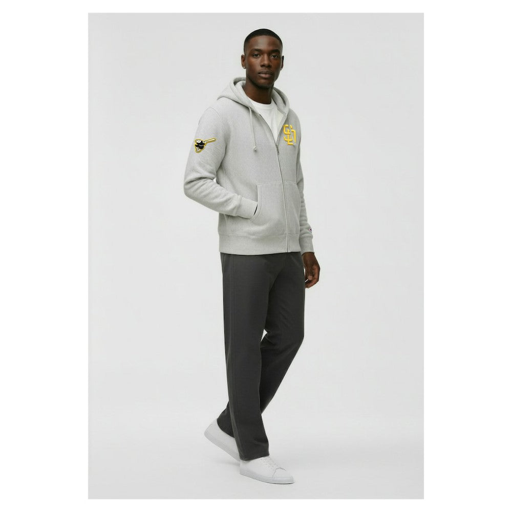 San Diego Padres Champion Reverse Weave Chenille Full-Zip Hoodie Gray
