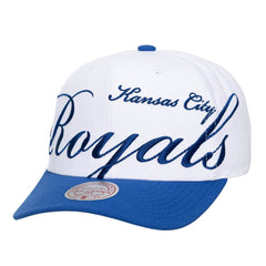 Kansas City Royals Unisex XL Script Pro Crown Snapback Hat White/Royal
