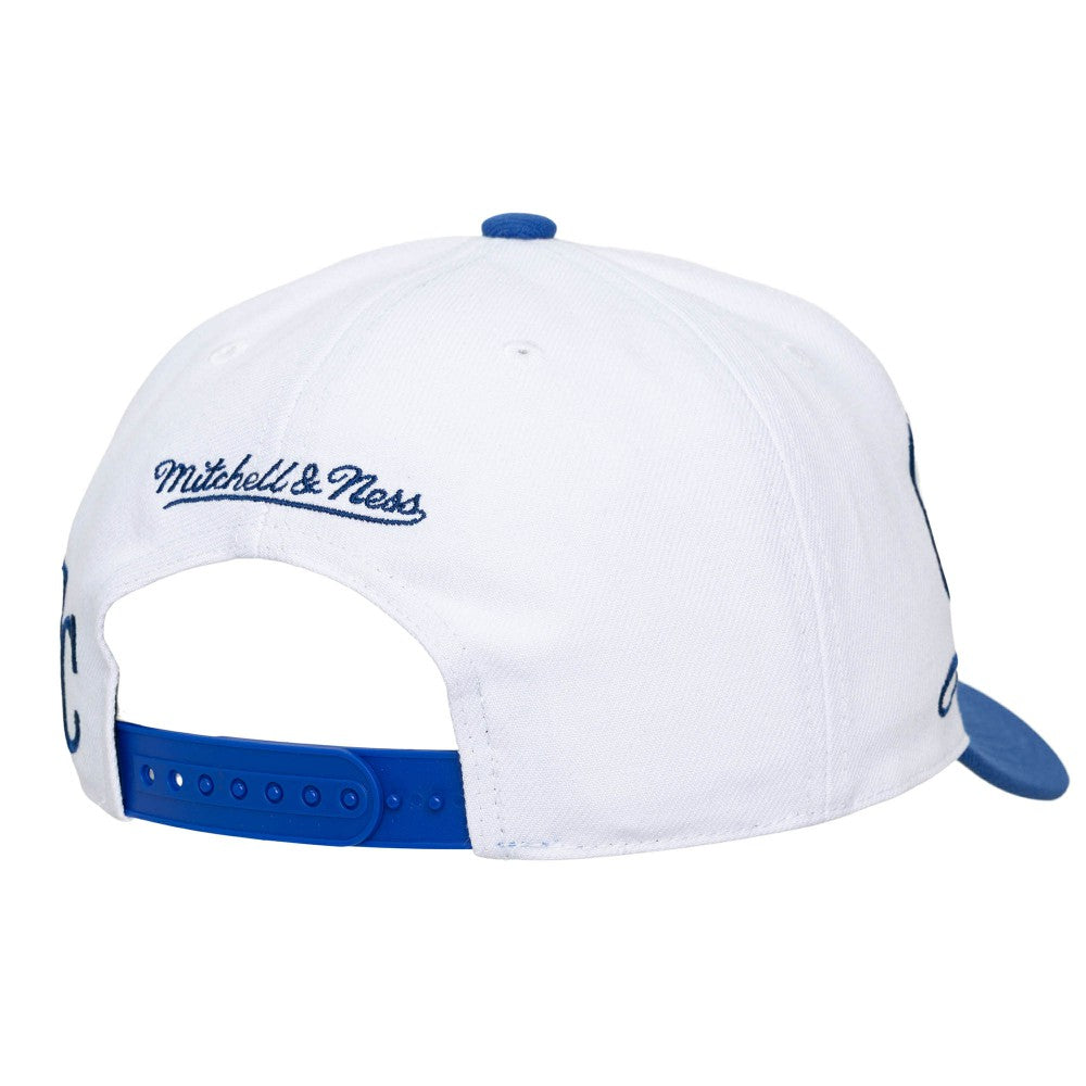 Kansas City Royals Unisex XL Script Pro Crown Snapback Hat White/Royal