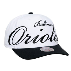 Baltimore Orioles Unisex XL Script Pro Crown Snapback Hat White/Black