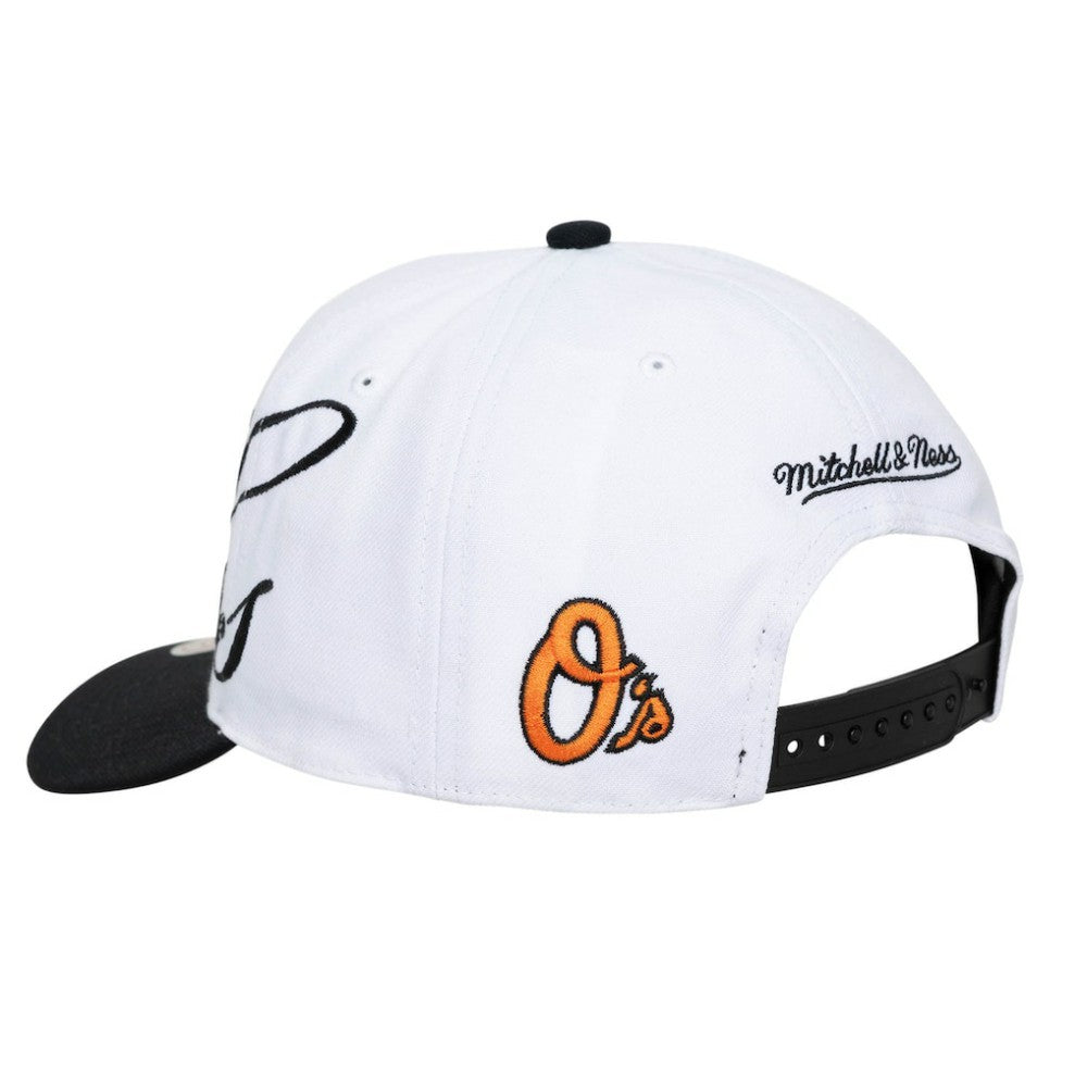 Baltimore Orioles Unisex XL Script Pro Crown Snapback Hat White/Black