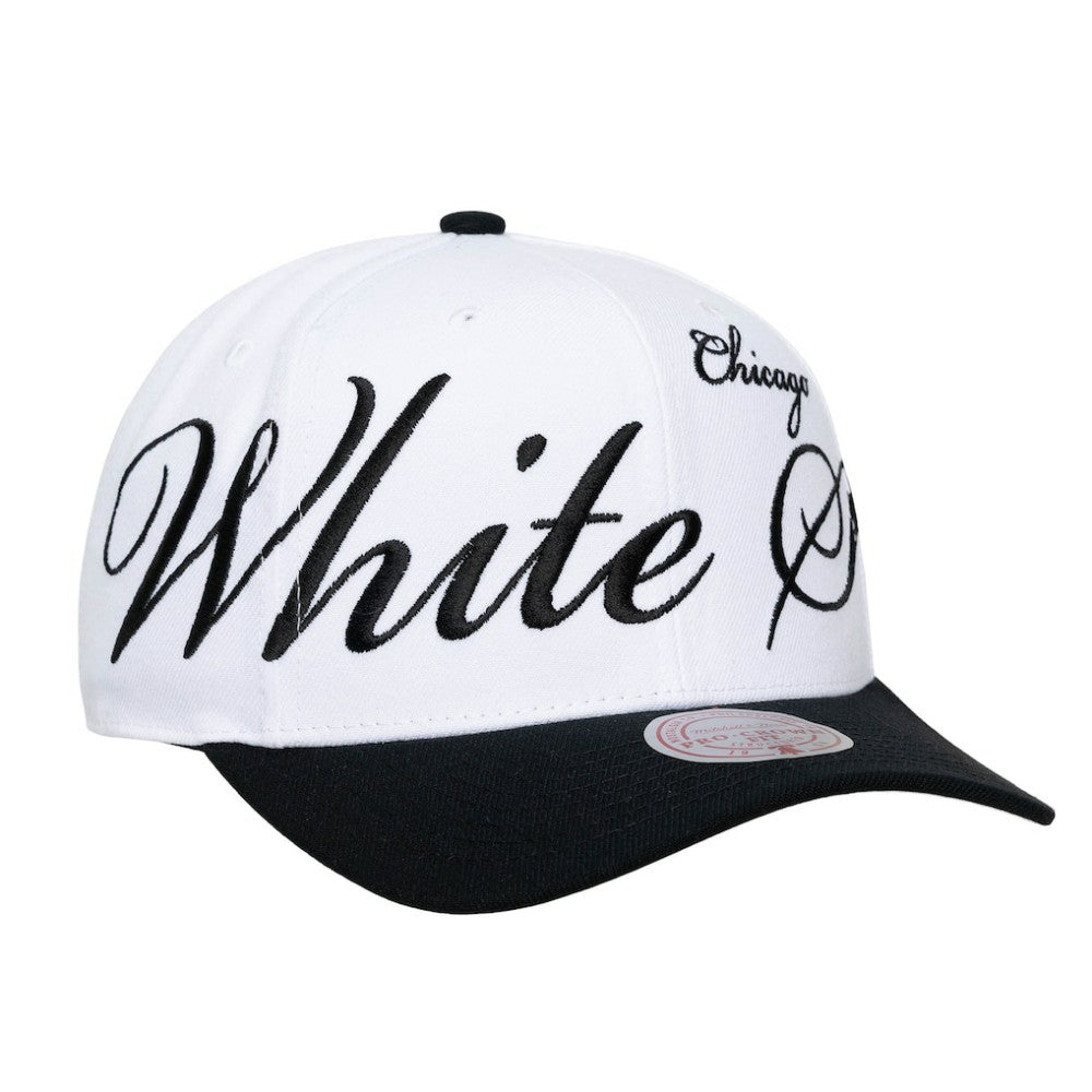 Chicago White Sox Unisex XL Script Pro Crown Snapback Hat White/Black