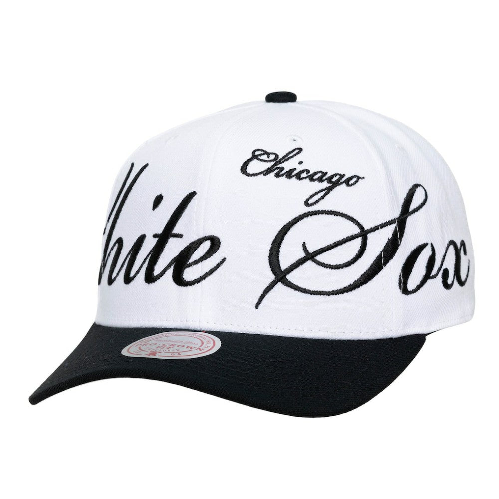 Chicago White Sox Unisex XL Script Pro Crown Snapback Hat White/Black