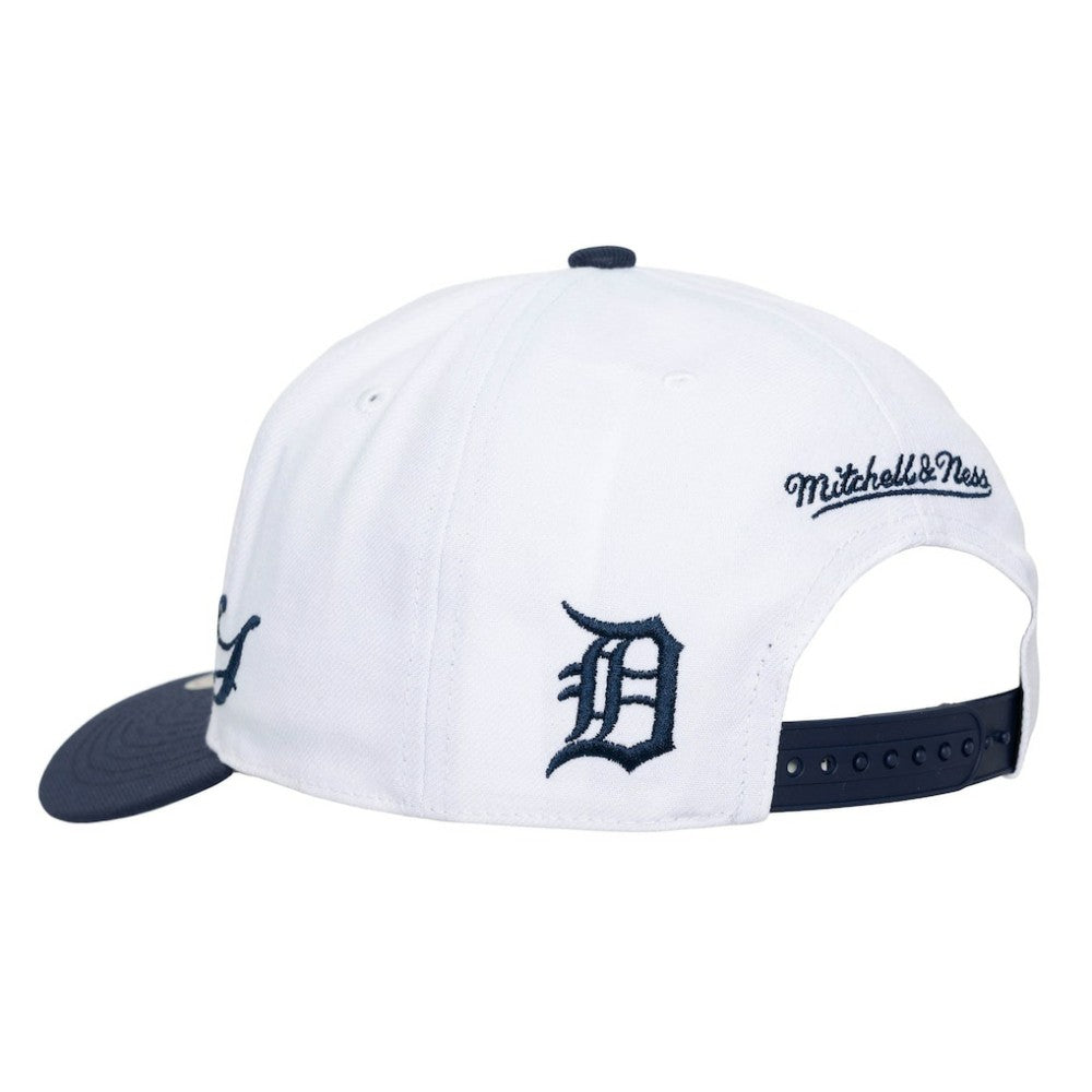 Detroit Tigers Unisex XL Script Pro Crown Snapback Hat White/Navy