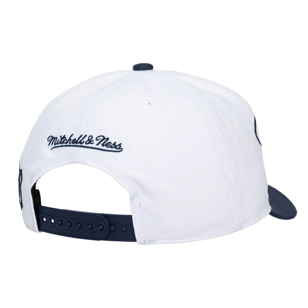 Detroit Tigers Unisex XL Script Pro Crown Snapback Hat White/Navy