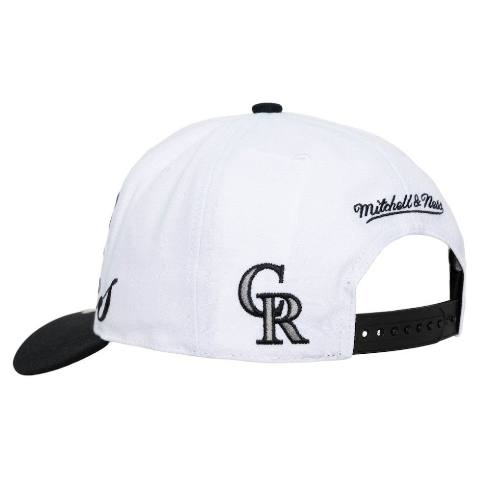 Colorado Rockies Unisex XL Script Pro Crown Snapback Hat White/Black