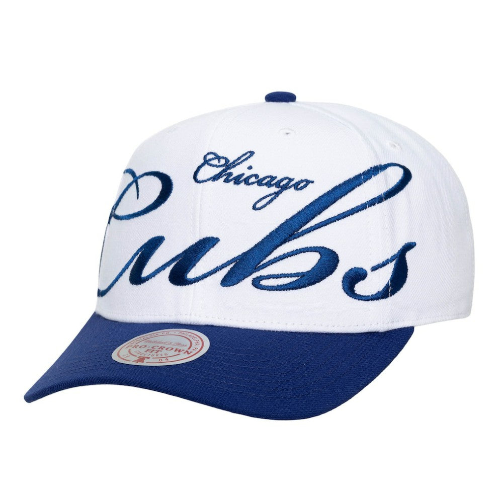 Chicago Cubs Unisex XL Script Pro Crown Snapback Hat White/Royal