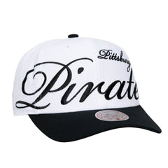Pittsburgh Pirates Unisex XL Script Pro Crown Adjustable Hat White/Black