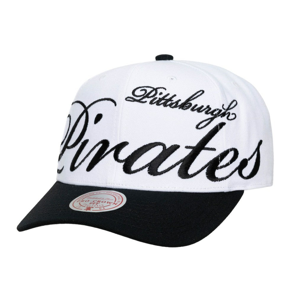 Pittsburgh Pirates Unisex XL Script Pro Crown Adjustable Hat White/Black