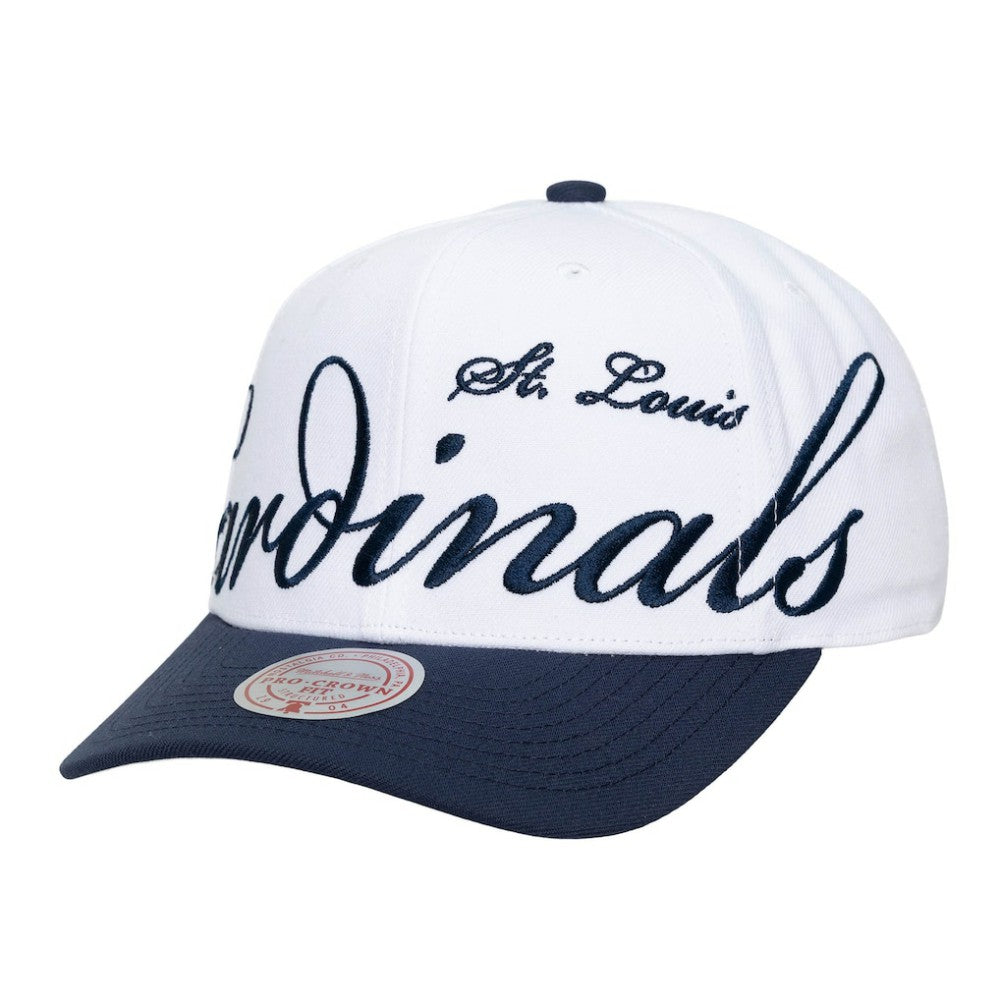 St. Louis Cardinals Unisex XL Script Pro Crown Adjustable Hat White/Navy