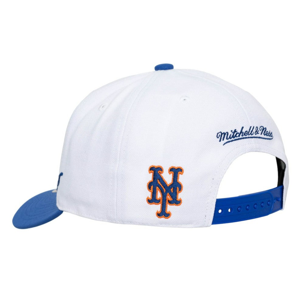 New York Mets Unisex XL Script Pro Crown Snapback Hat White/Royal