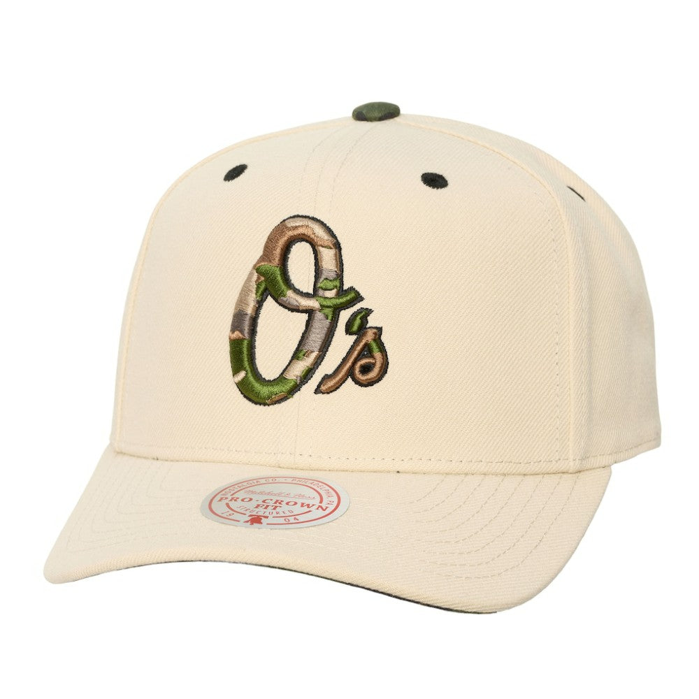 Baltimore Orioles Unisex Camo Logo Pro Crown Snapback Hat Cream