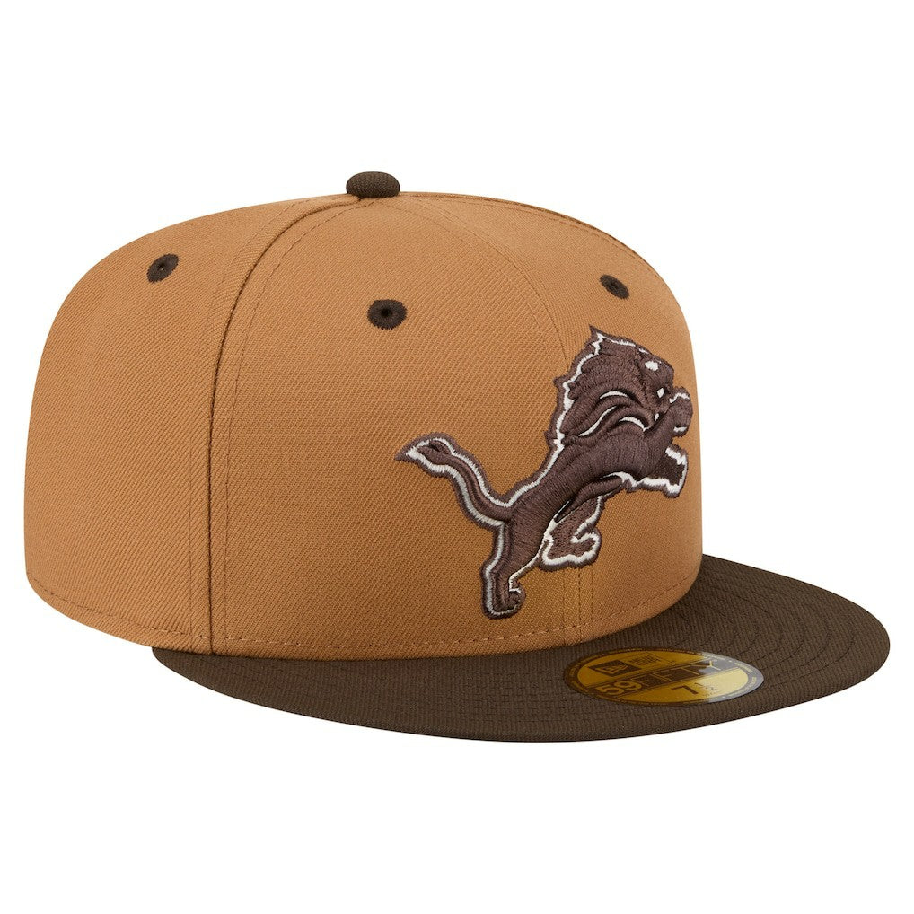 Detroit Lions New Era Two-Tone Walnut 59FIFTY Fitted Hat - Light Brown/Dark Brown on sale