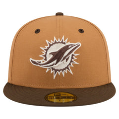 Miami Dolphins New Era Two-Tone Walnut 59FIFTY Fitted Hat - Light Brown/Dark Brown sale