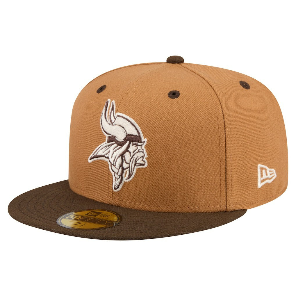 Minnesota Vikings New Era Two-Tone Walnut 59FIFTY Fitted Hat - Light Brown/Dark Brown for sale
