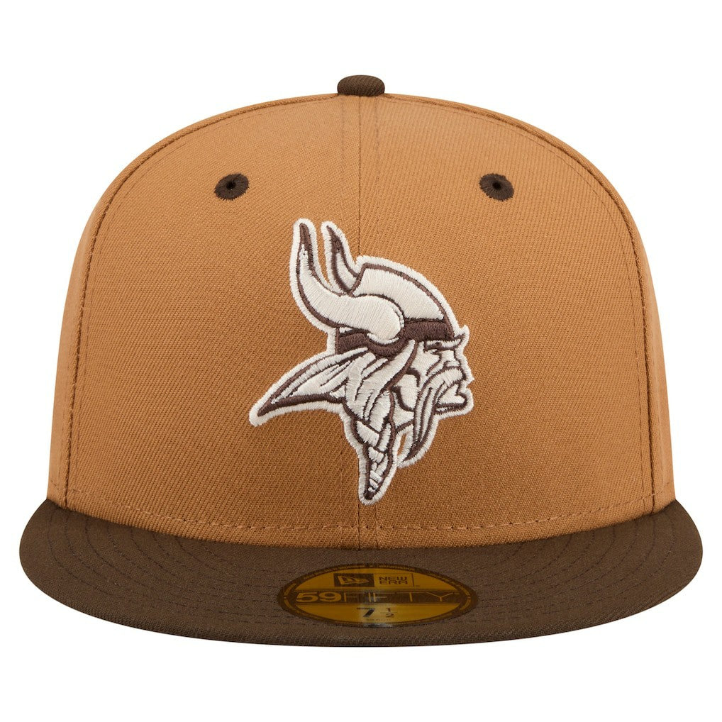 Minnesota Vikings New Era Two-Tone Walnut 59FIFTY Fitted Hat - Light Brown/Dark Brown for sale