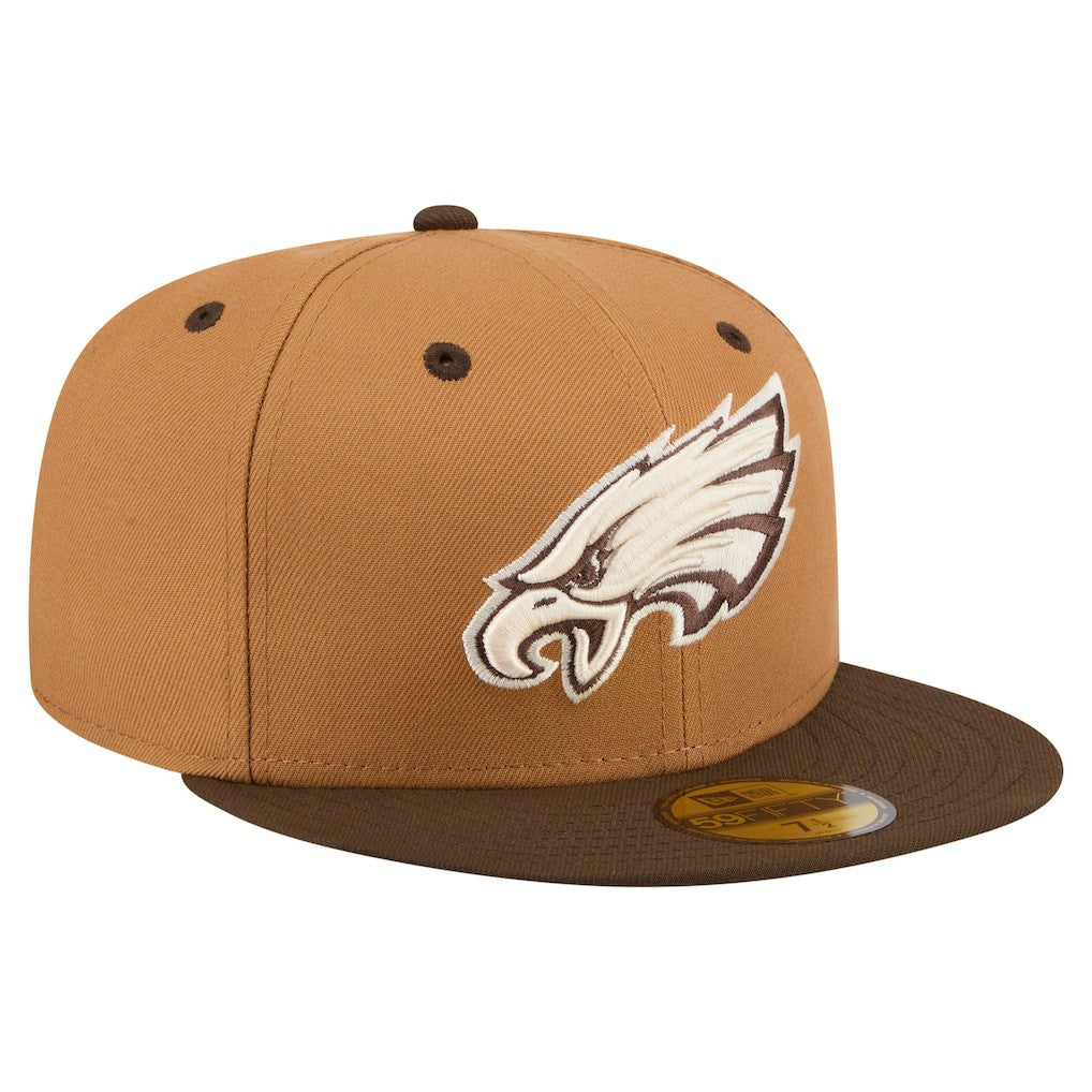 Philadelphia Eagles New Era Two-Tone Walnut 59FIFTY Fitted Hat - Light Brown/Dark Brown discount