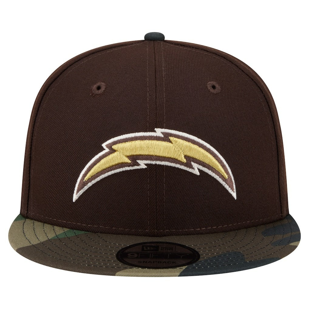 Los Angeles Chargers Adult Burnt Wood Camo 9FIFTY Snapback Hat - Dark Brown on sale