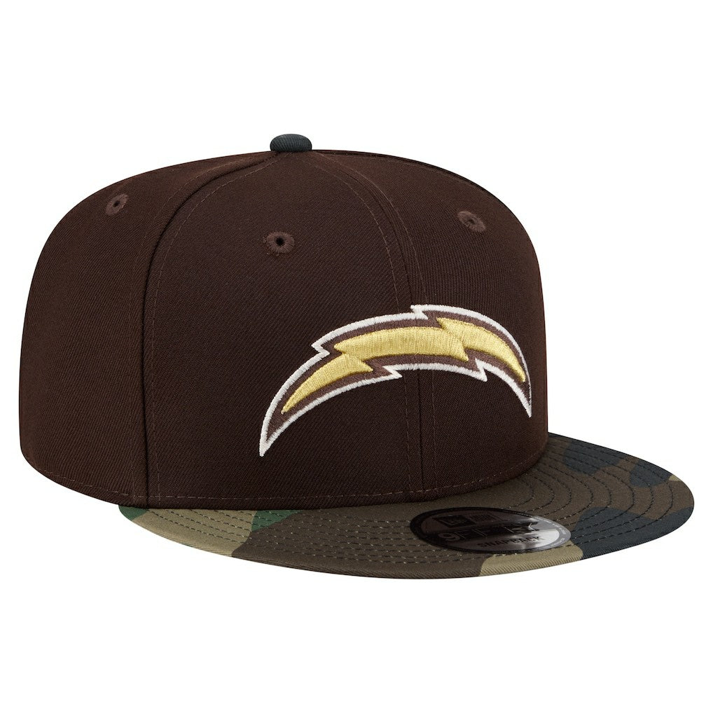 Los Angeles Chargers Adult Burnt Wood Camo 9FIFTY Snapback Hat - Dark Brown on sale