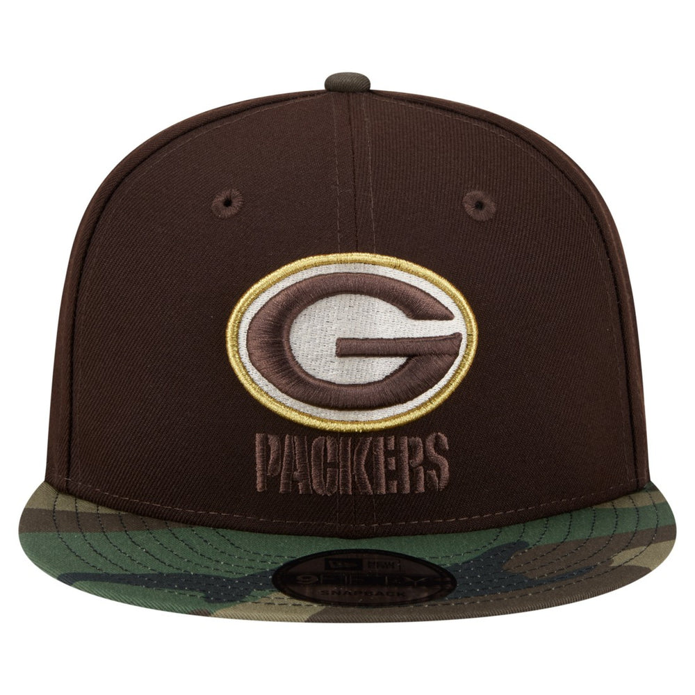Green Bay Packers Adult Burnt Wood Camo 9FIFTY Snapback Hat - Dark Brown discount