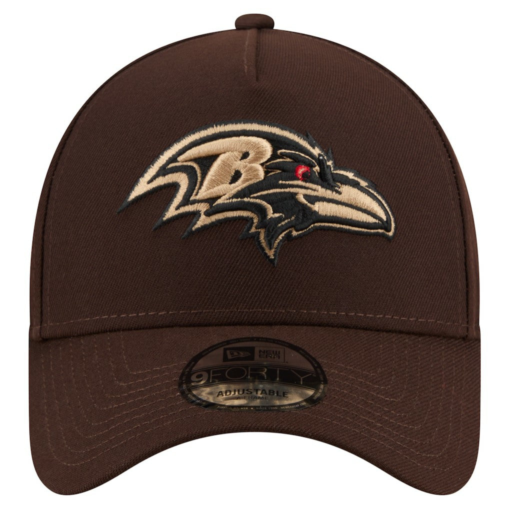 Baltimore Ravens New Era Burnt Wood A-Frame 9FORTY Adjustable Hat - Dark Brown sale