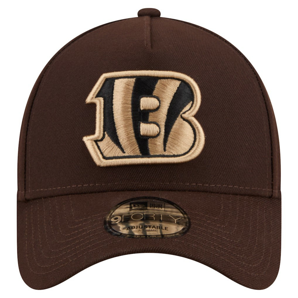 Cincinnati Bengals New Era Burnt Wood A-Frame 9FORTY Adjustable Hat - Dark Brown discount