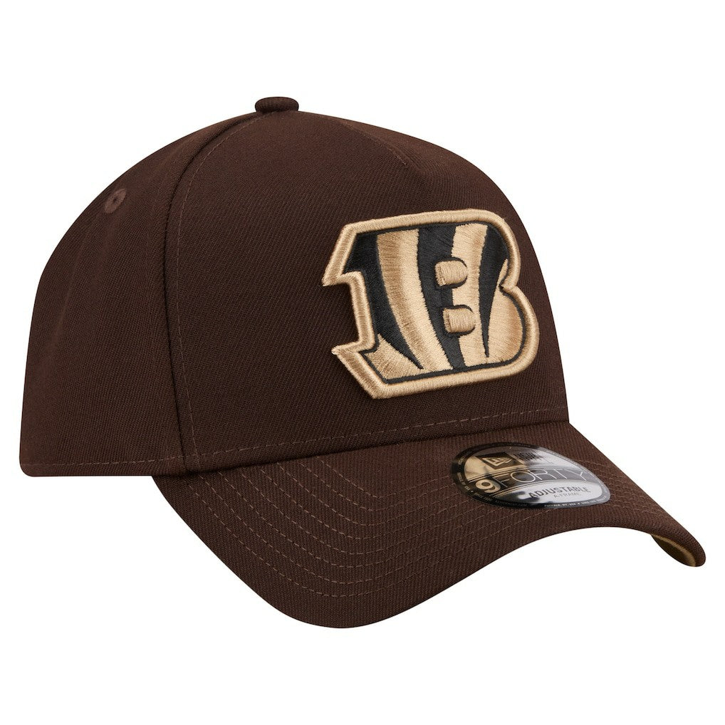 Cincinnati Bengals New Era Burnt Wood A-Frame 9FORTY Adjustable Hat - Dark Brown discount
