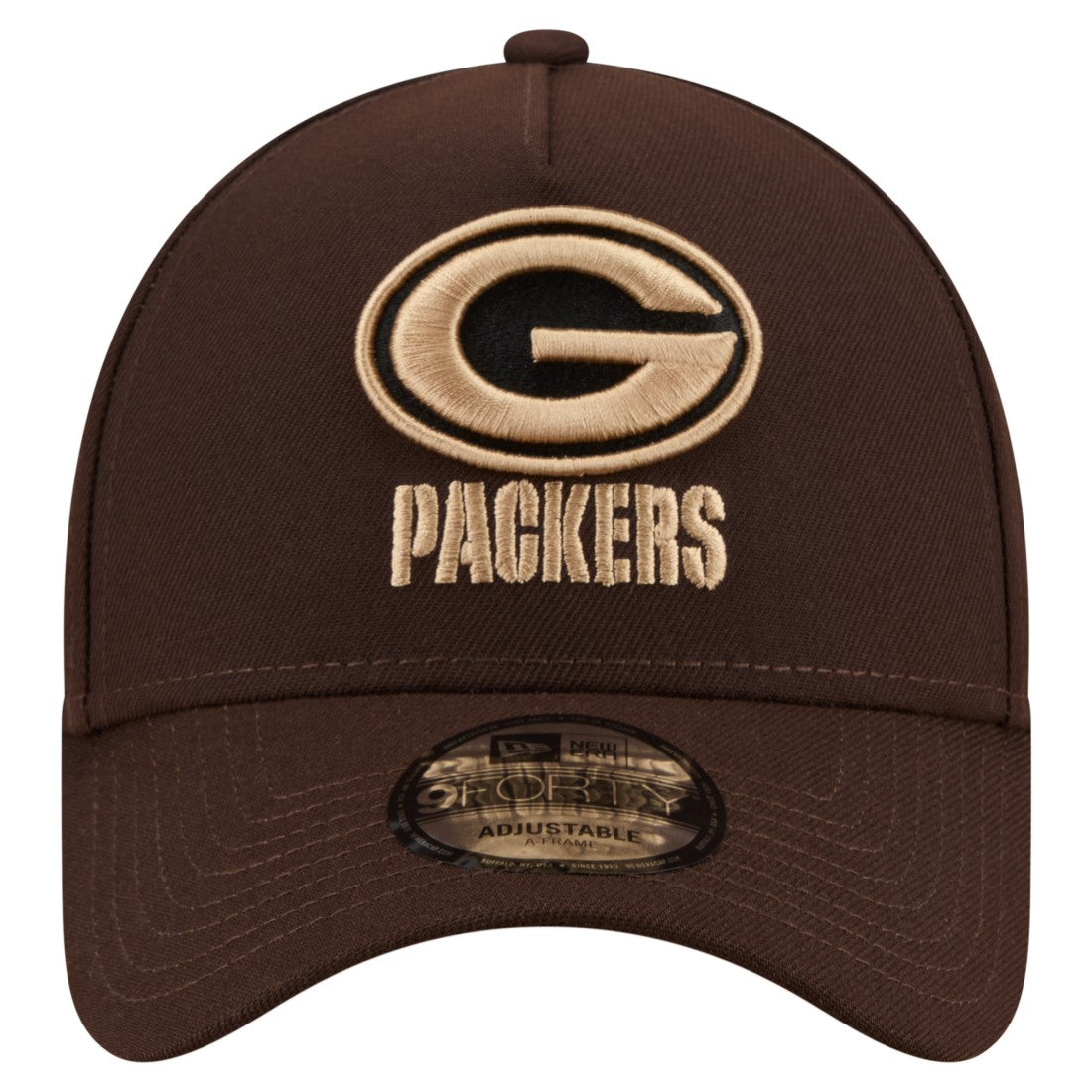 Green Bay Packers New Era Burnt Wood A-Frame 9FORTY Adjustable Hat - Dark Brown discount