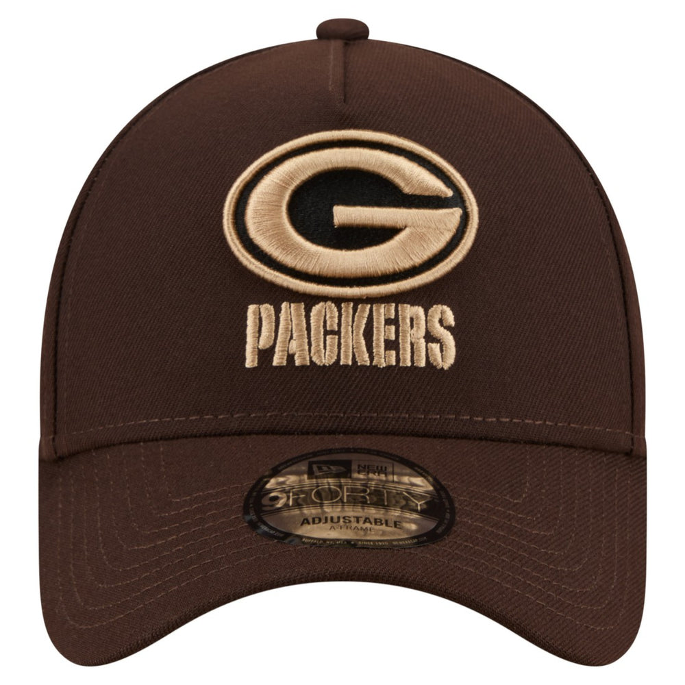 Green Bay Packers New Era Burnt Wood A-Frame 9FORTY Adjustable Hat - Dark Brown discount