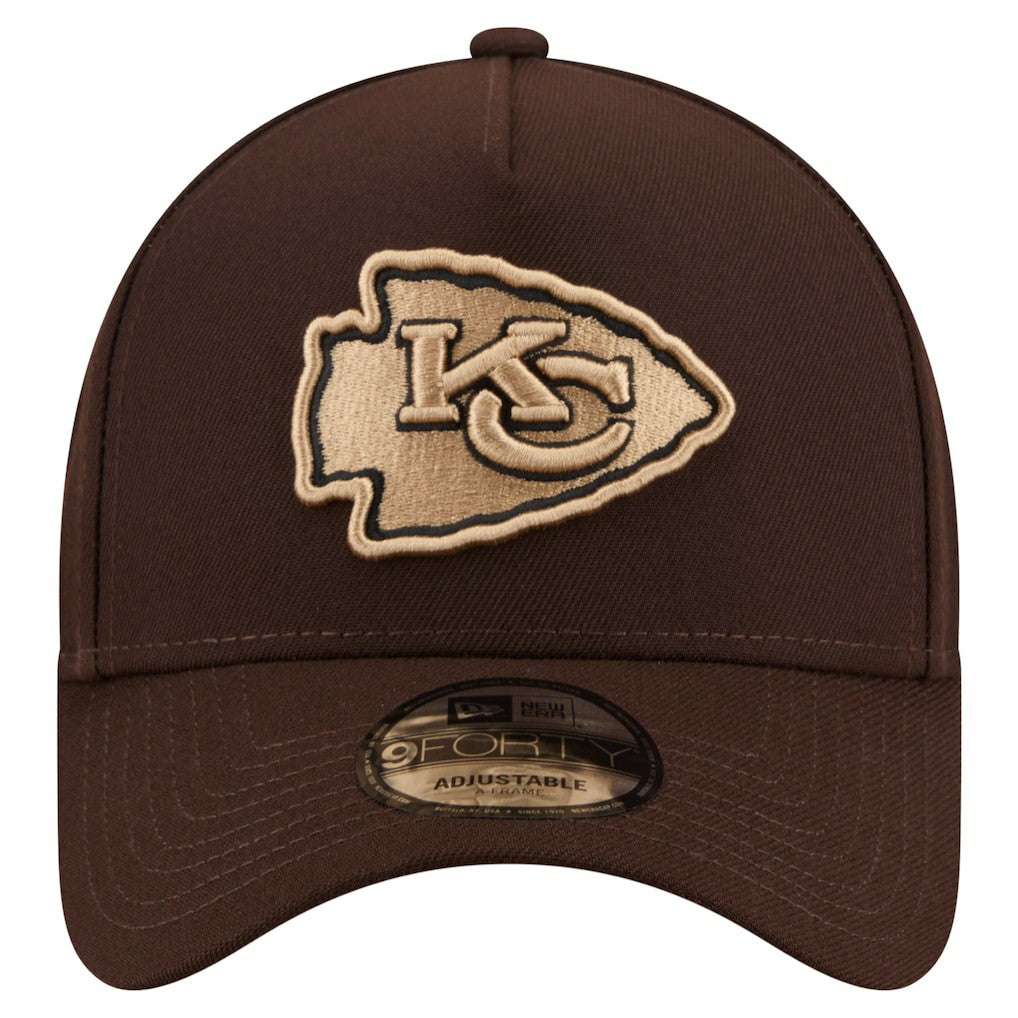 Kansas City Chiefs New Era Burnt Wood A-Frame 9FORTY Adjustable Hat - Dark Brown online