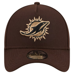 Miami Dolphins New Era Burnt Wood A-Frame 9FORTY Adjustable Hat - Dark Brown on sale