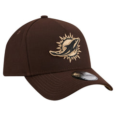 Miami Dolphins New Era Burnt Wood A-Frame 9FORTY Adjustable Hat - Dark Brown on sale