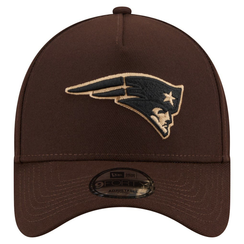 New England Patriots New Era Burnt Wood A-Frame 9FORTY Adjustable Hat - Dark Brown cheap
