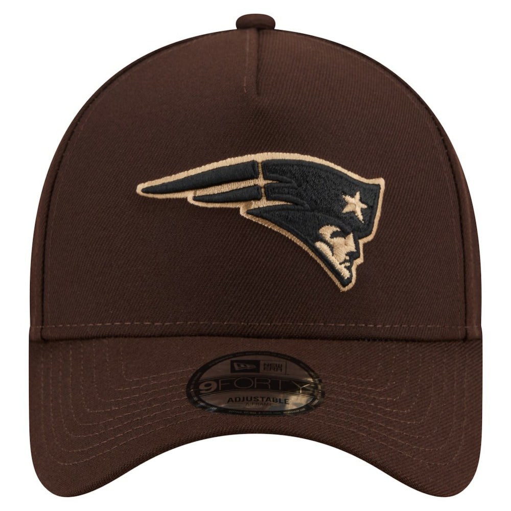 New England Patriots New Era Burnt Wood A-Frame 9FORTY Adjustable Hat - Dark Brown cheap
