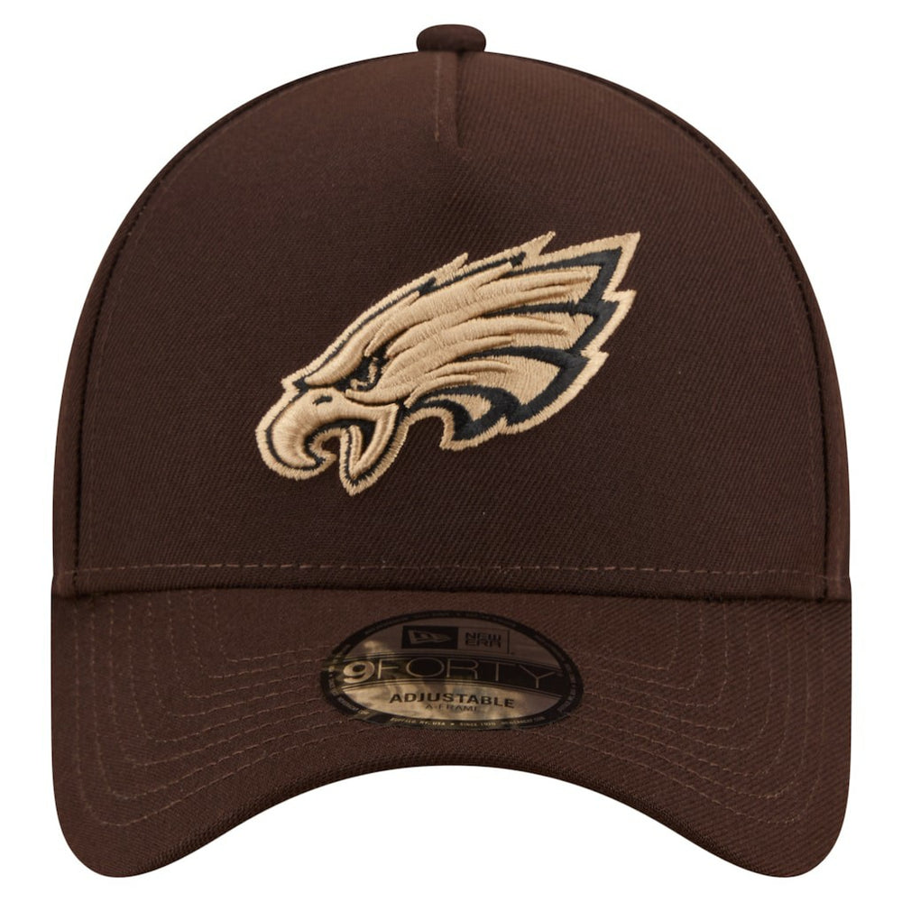 Philadelphia Eagles New Era Burnt Wood A-Frame 9FORTY Adjustable Hat - Dark Brown for sale