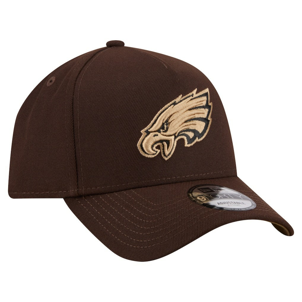 Philadelphia Eagles New Era Burnt Wood A-Frame 9FORTY Adjustable Hat - Dark Brown for sale