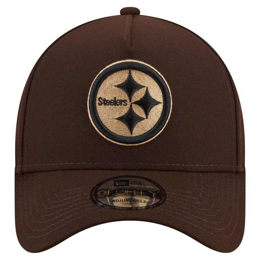 Pittsburgh Steelers New Era Burnt Wood A-Frame 9FORTY Adjustable Hat - Dark Brown online