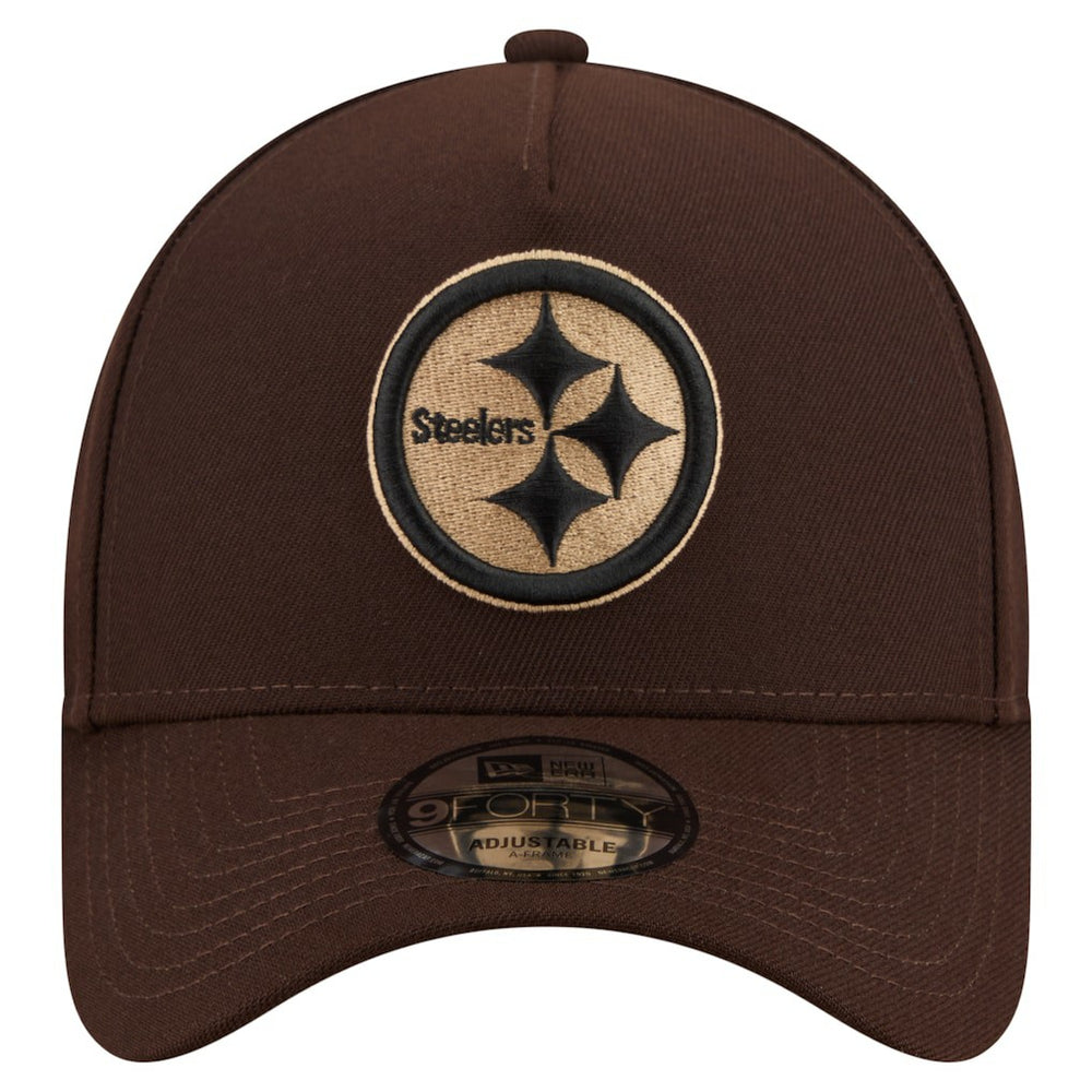 Pittsburgh Steelers New Era Burnt Wood A-Frame 9FORTY Adjustable Hat - Dark Brown online