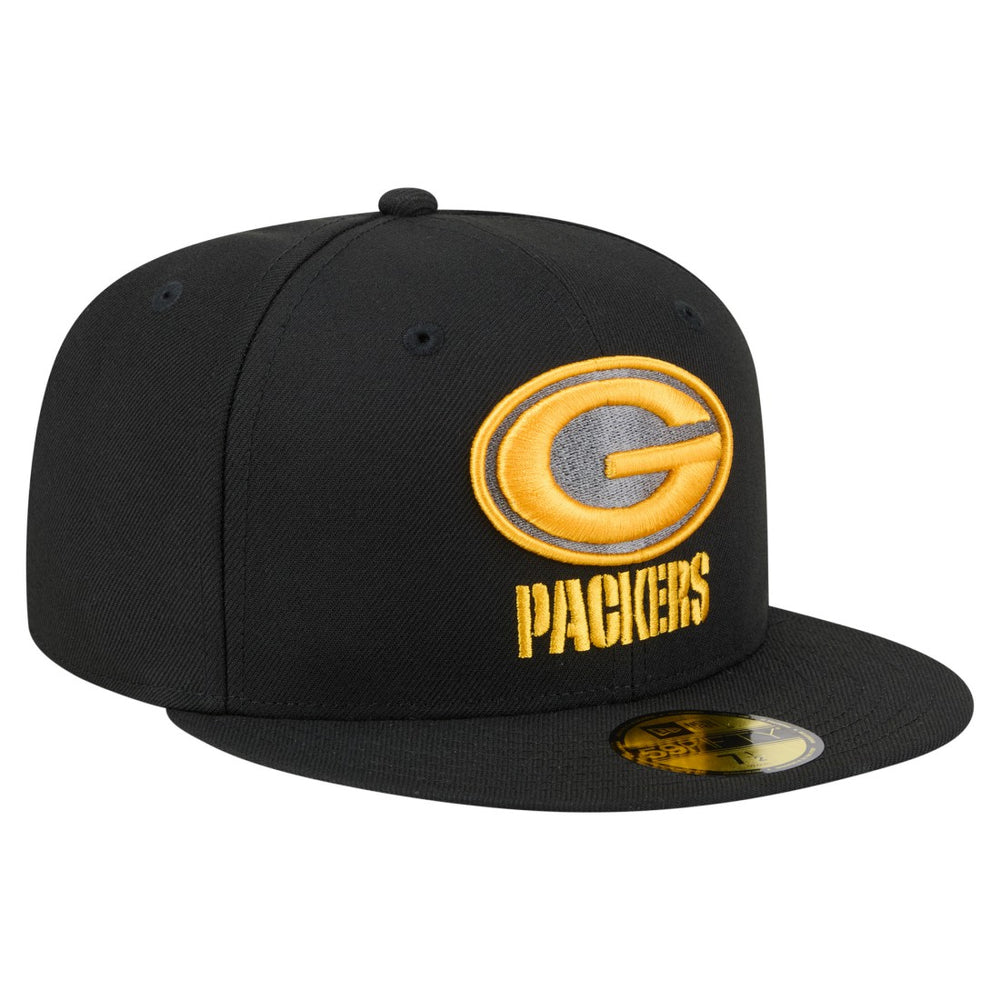 Green Bay Packers New Era Color Pop 59FIFTY Fitted Hat - Black cheap