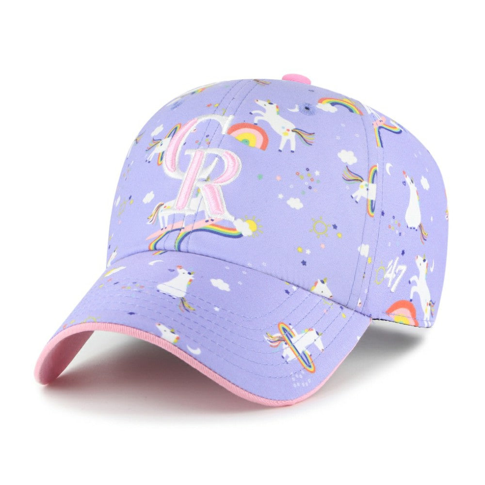 Colorado Rockies Girls Youth Unicorn Clean Up Adjustable Hat Lavender
