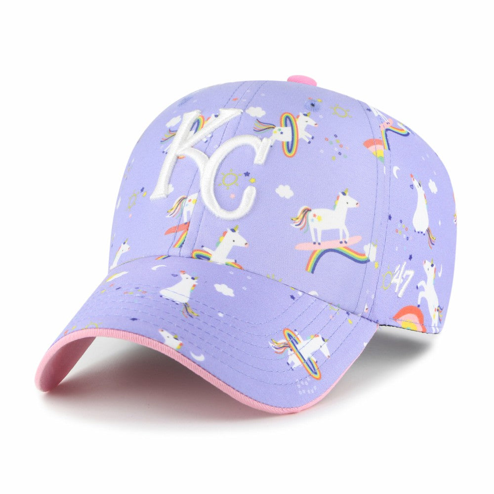 Kansas City Royals Girls Youth Unicorn Clean Up Adjustable Hat Lavender