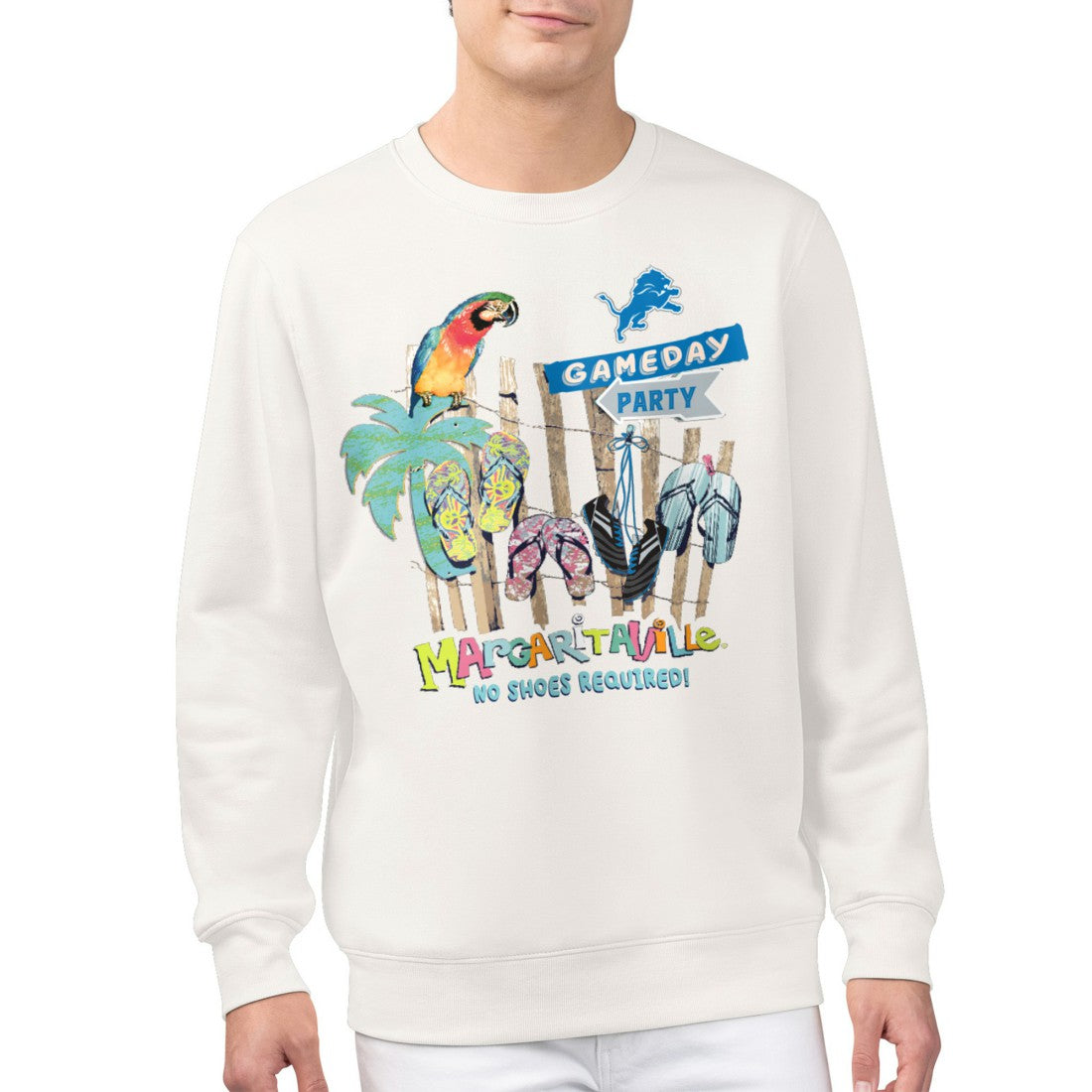 Detroit Lions Margaritaville Gameday Party Fleece Sweatshirt - Cream sale