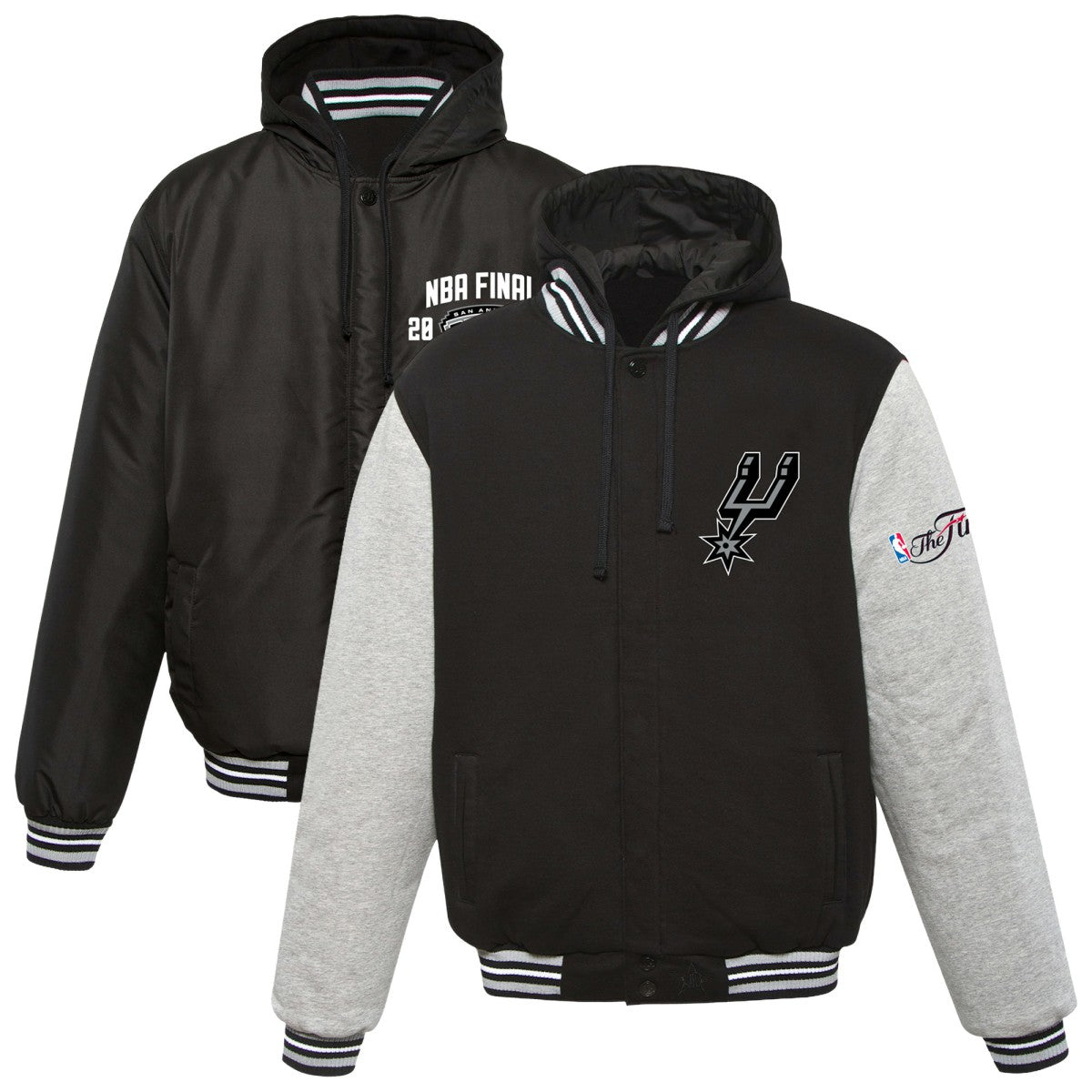 San Antonio Spurs JH Design 2014 NBA Finals Fleece Full-Zip Varsity Jacket - Black for sale