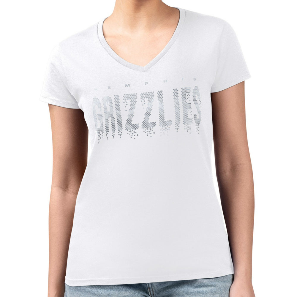 Memphis Grizzlies G-III 4Her by Carl Banks Women's Super-Slim-Fit Metallic Drop Lightweight V-Neck T-Shirt - White discount