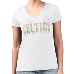 Boston Celtics G-III 4Her by Carl Banks Women's Super-Slim-Fit Metallic Drop Lightweight V-Neck T-Shirt - White online