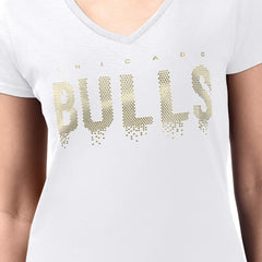 Chicago Bulls G-III 4Her by Carl Banks Women's Super-Slim-Fit Metallic Drop Lightweight V-Neck T-Shirt sale - White online